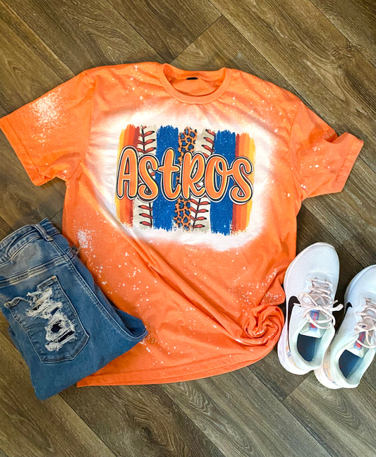 Bleached Astros Heather Orange Softstyle Adult Tee